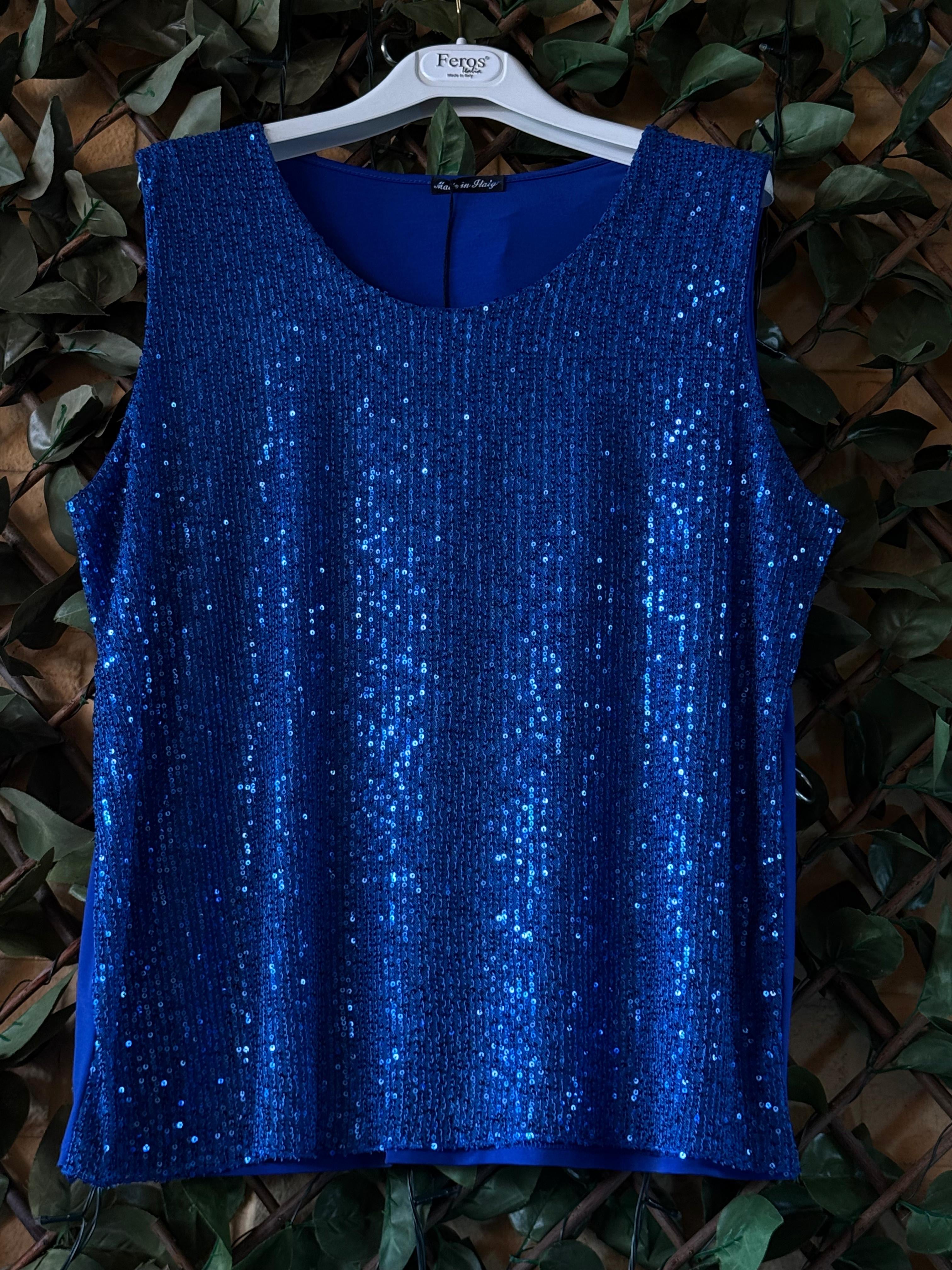 MAGLIA PAILLETTES SCOLLO TONDO