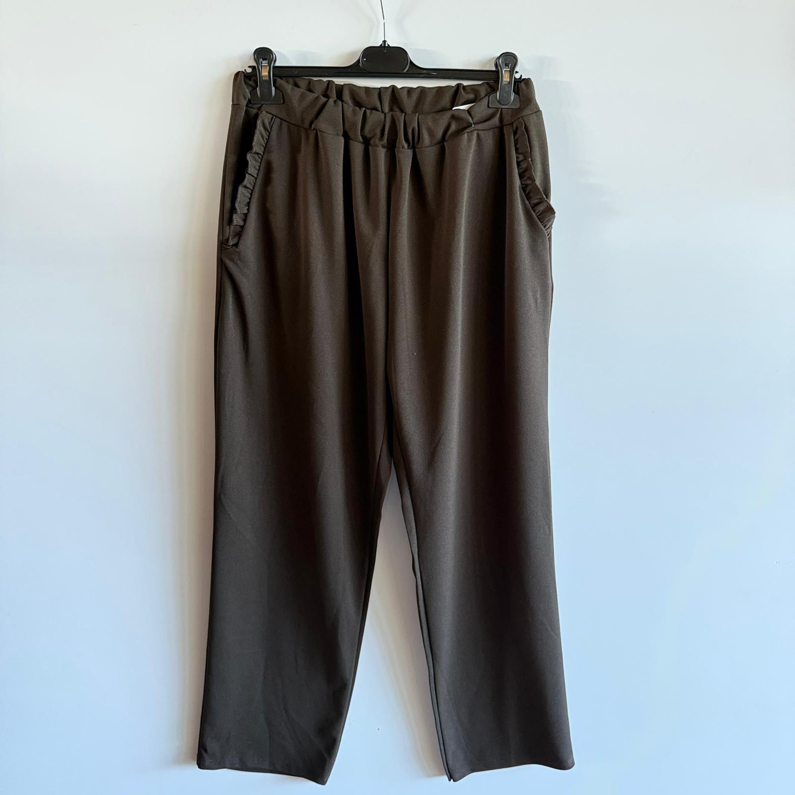 Pantalone Curvo con Ricamo Tasca